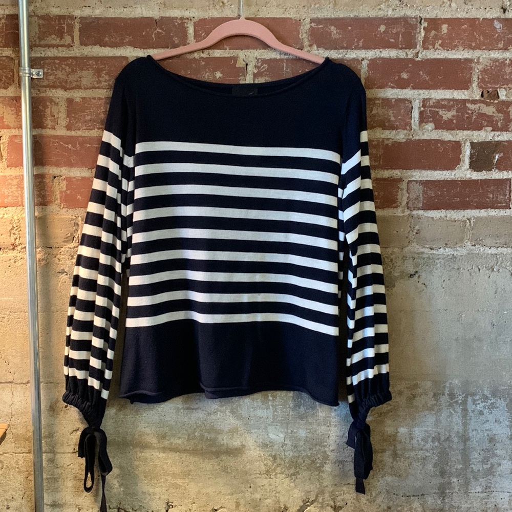 Navy and white striped top